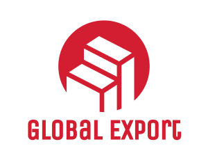 Export - Red Building Stairs logo design