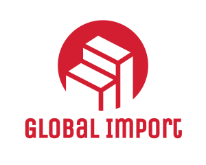 Import - Red Building Stairs logo design