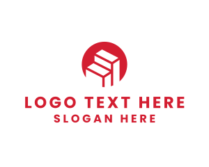 Red - Red Building Stairs logo design