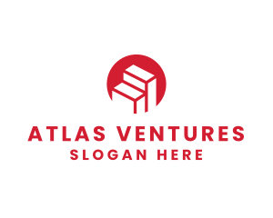 Red Building Stairs logo design