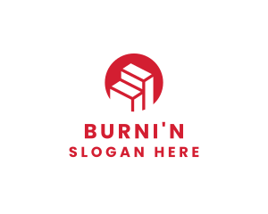 Red Building Stairs logo design