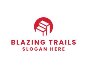 Red Building Stairs logo design