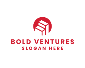 Red Building Stairs logo design