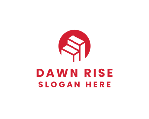 Red Building Stairs logo design