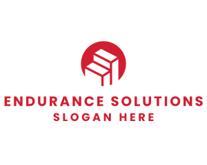 Red Building Stairs logo design