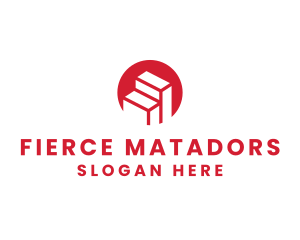 Red Building Stairs logo design