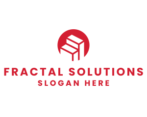 Red Building Stairs logo design