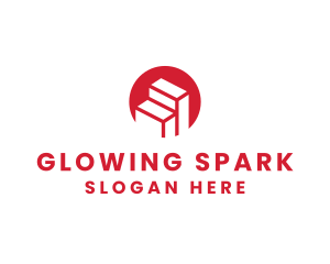 Red Building Stairs logo design