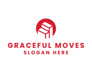 Red Building Stairs logo design