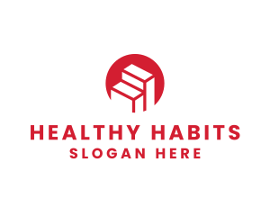 Red Building Stairs logo design