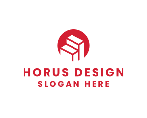 Red Building Stairs logo design