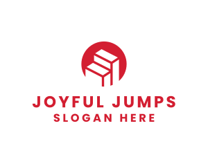 Red Building Stairs logo design