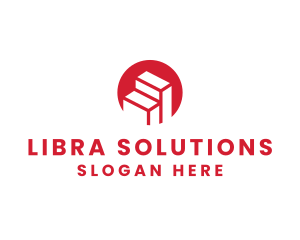 Red Building Stairs logo design