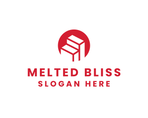 Red Building Stairs logo design