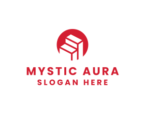 Red Building Stairs logo design