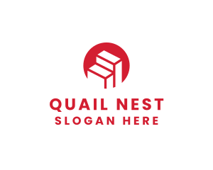 Red Building Stairs logo design