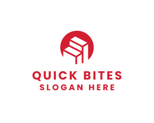 Red Building Stairs logo design