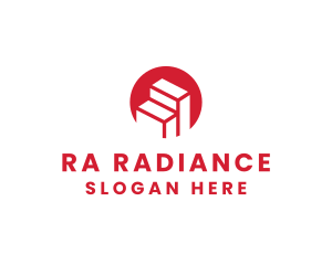 Red Building Stairs logo design