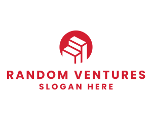 Red Building Stairs logo design