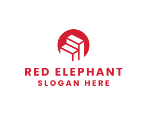 Red Building Stairs logo design