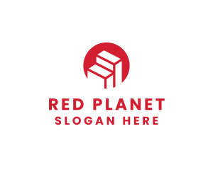 Red Building Stairs logo design