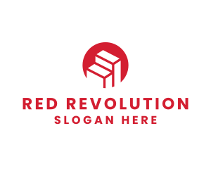 Red Building Stairs logo design