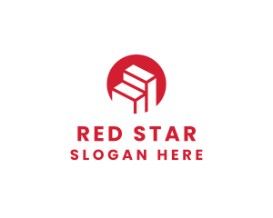 Red Building Stairs logo design