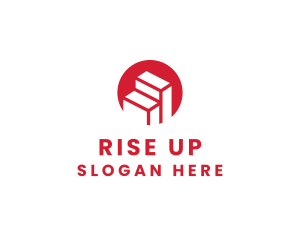 Red Building Stairs logo design