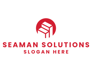 Red Building Stairs logo design