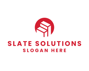 Red Building Stairs logo design