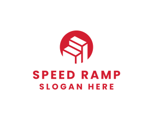 Red Building Stairs logo design