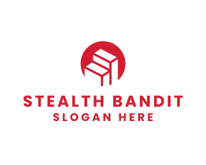 Red Building Stairs logo design