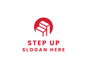 Stairs - Red Building Stairs logo design