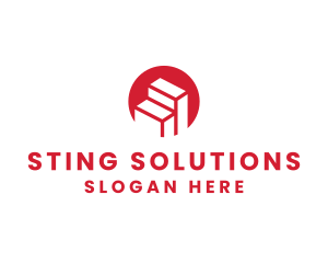 Red Building Stairs logo design