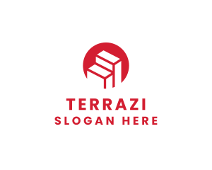 Red Building Stairs logo design