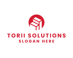 Red Building Stairs logo design