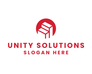 Red Building Stairs logo design