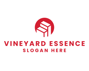 Red Building Stairs logo design