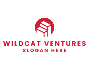 Red Building Stairs logo design