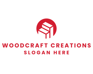 Red Building Stairs logo design