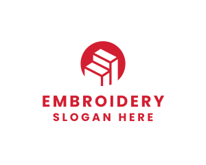 Red Building Stairs logo design