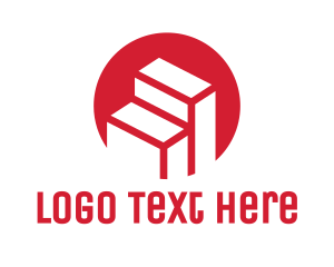 Stairs - Red Building Stairs logo design