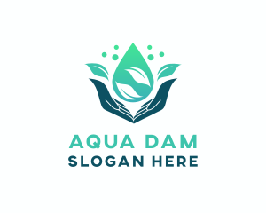 Hand Water Droplet logo design