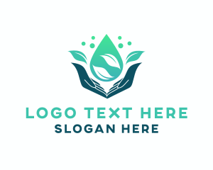 Leaf - Hand Water Droplet logo design