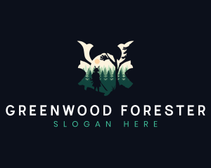 Samurai Warrior Forest Silhouette logo design