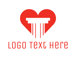 Romance - Red Heart Pillar logo design