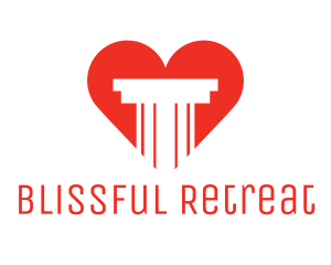 Valentines - Red Heart Pillar logo design