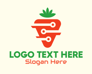 Fruits And Vegetables - Modern Digital Carrot logo design