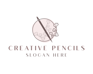 Floral Sewing Needle logo design