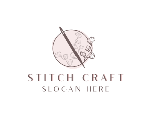 Sewing - Floral Sewing Needle logo design